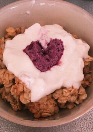 ヨーグルトアート心温まるハート朝食カップ-レシピのメイン写真