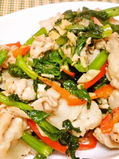 豚肉とセロリの葉の炒め物-レシピのメイン写真