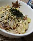 さんまの蒲焼缶ともやしの卵とじ