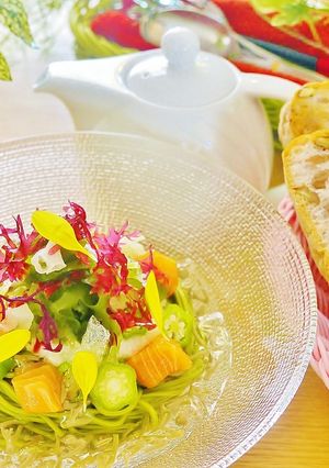 女性に人気NO1♡サーモンネバとろ蕎麦♪-レシピのメイン写真