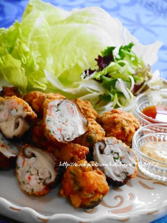 しいたけの海老詰め揚げ レタスラップ-レシピのメイン写真