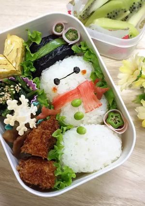 クリスマスキャラ弁ベイマックススノーマン-レシピのメイン写真