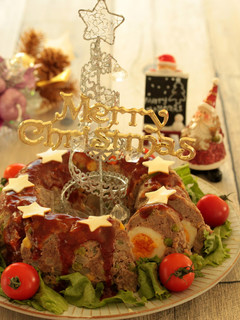 *クリスマスリース風 ★ ミートローフ♪-レシピのメイン写真