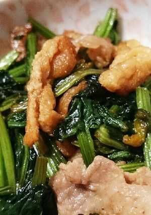 激ウマほうれん草と豚肉と油揚げのバタポン-レシピのメイン写真