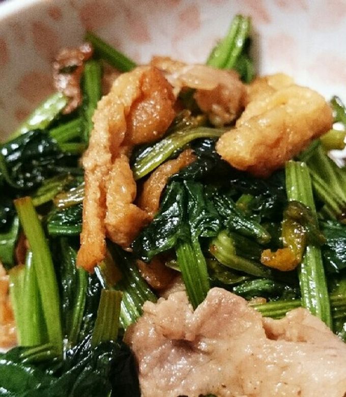 激ウマほうれん草と豚肉と油揚げのバタポン-レシピのメイン写真