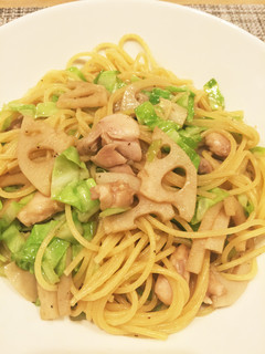 簡単☆れんこんとキャベツの和風パスタ♪-レシピのメイン写真