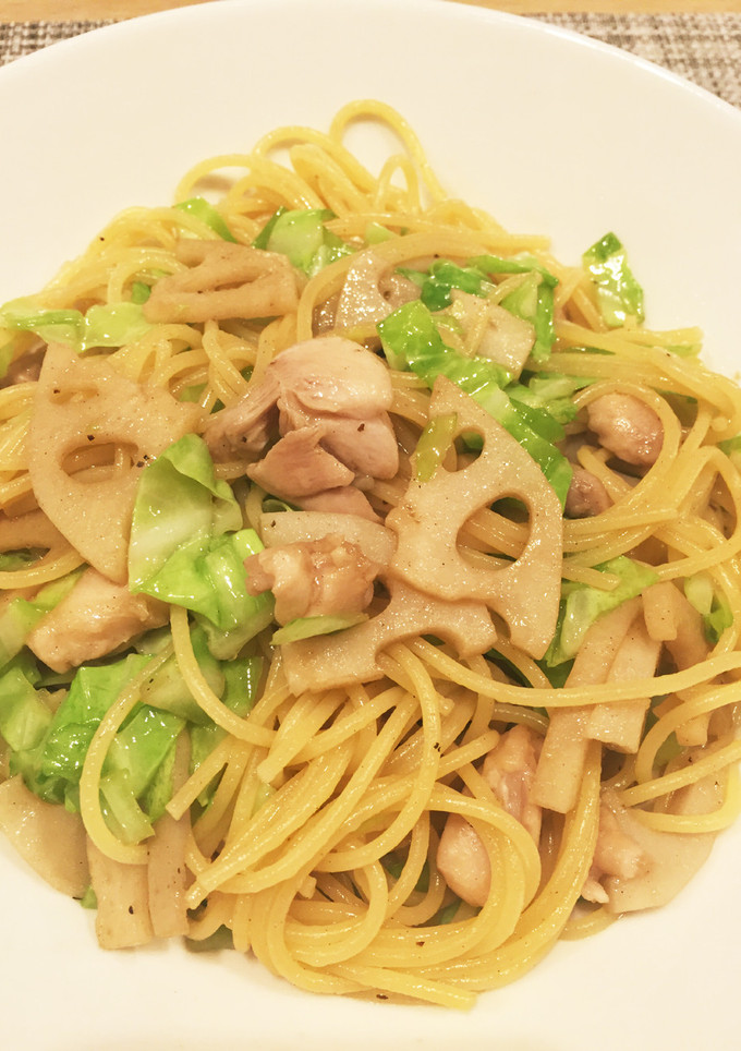 簡単☆れんこんとキャベツの和風パスタ♪-レシピのメイン写真