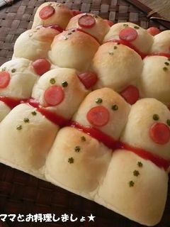 HBで簡単★チーズ入り雪だるまちぎりパン-レシピのメイン写真