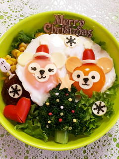 ダッフィのクリスマス ロコモコ弁当-レシピのメイン写真