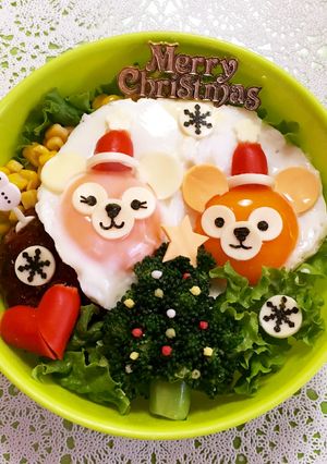 ダッフィのクリスマス ロコモコ弁当-レシピのメイン写真
