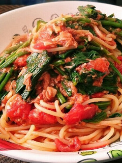 ほうれん草とツナのトマトパスタ-レシピのメイン写真