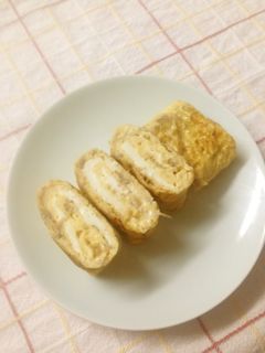 混ぜて焼くだけ!なめたけ入り玉子焼き-レシピのメイン写真