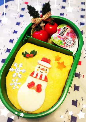 超簡単！クリスマスキャラ弁 雪だるま-レシピのメイン写真