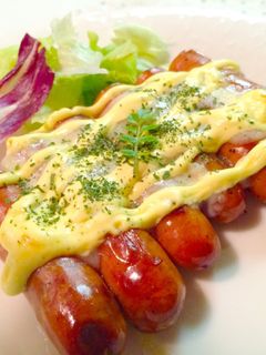粗挽きソーセージの燻製チーマヨ焼き-レシピのメイン写真