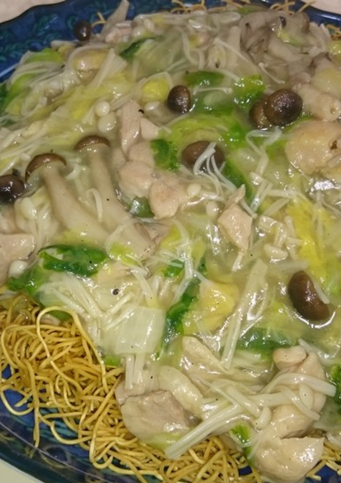 モモ肉ときのこの皿うどん♪-レシピのメイン写真