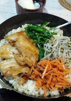 焦がしご飯の4色豚ばらビビンバ丼-レシピのメイン写真