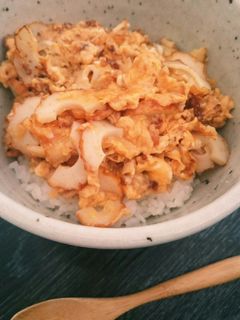 ◇ハンバーグとちくわの卵とじ-レシピのメイン写真