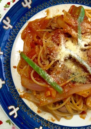 豚肉とトマト缶の疲労回復パスタ♬-レシピのメイン写真