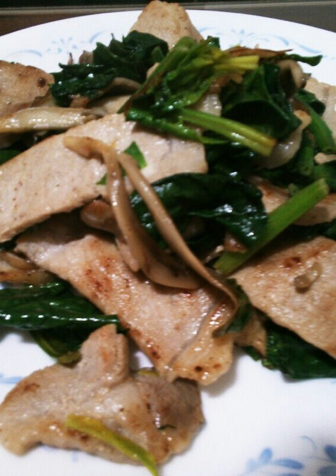 ほうれん草と舞茸、肉炒め-レシピのメイン写真