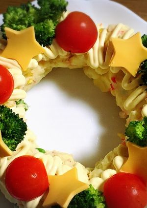 クリスマスリースポテトサラダ-レシピのメイン写真