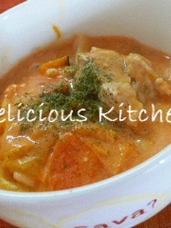 かぼちゃたっぷり豆乳トマトスープ-レシピのメイン写真