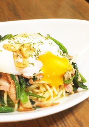 ベーコンとほうれん草のペペロンチーノ-レシピのメイン写真