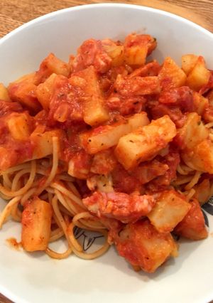 ジャガイモとベーコンだけでトマトパスタ♡-レシピのメイン写真