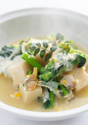 菜花とアサリ、高野豆腐の卵とじ-レシピのメイン写真