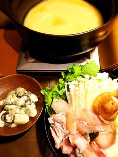 牡蠣とあんこうの味噌鍋♪(白味噌味)-レシピのメイン写真