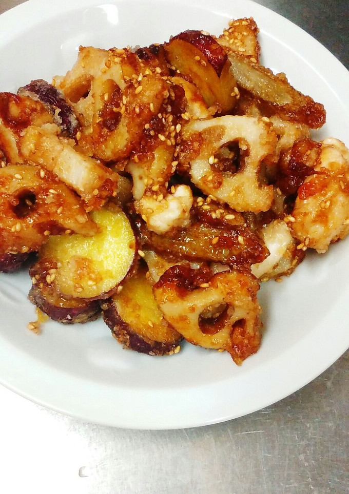 【節約】鶏むね肉と根菜の甘酢炒め-レシピのメイン写真