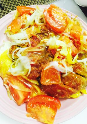 豚カツの溶き玉トマト-レシピのメイン写真