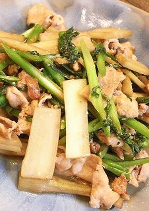 ウドと豚肉で味噌いため-レシピのメイン写真