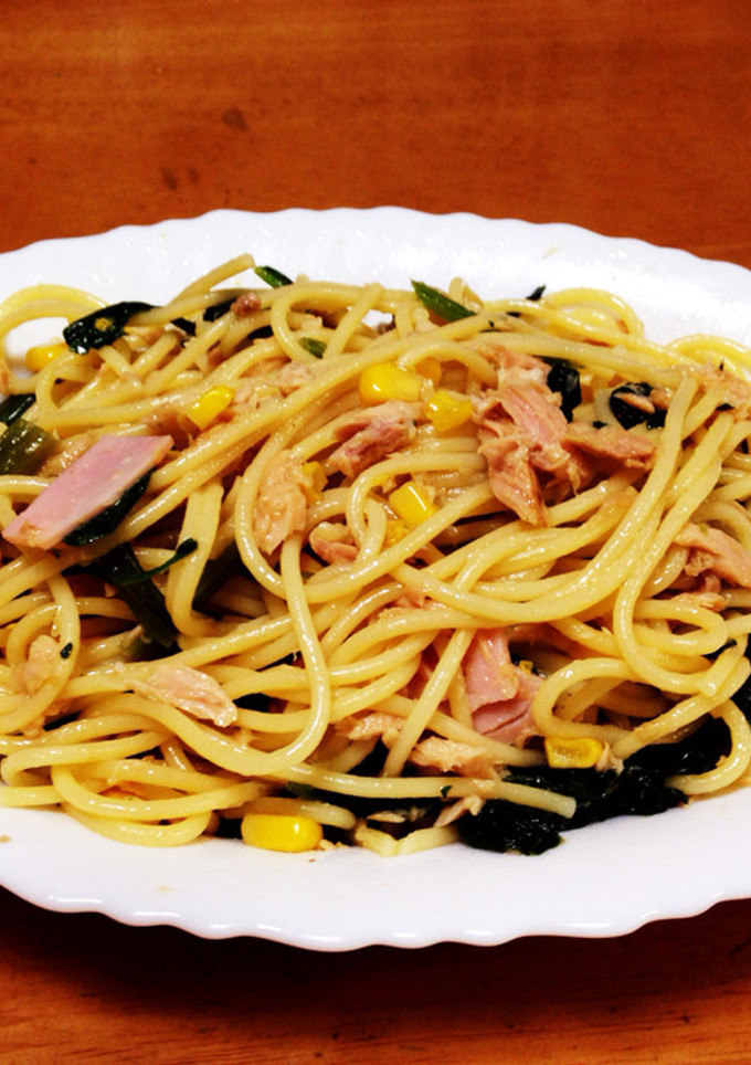 ツナとほうれん草の和風パスタ-レシピのメイン写真