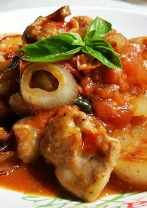 鶏肉と玉ねぎのトマトチーズ焼き-レシピのメイン写真