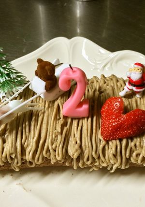 甘栗で簡単モンブランロールケーキ♡-レシピのメイン写真