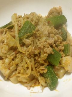 エリンギとオクラとモヤシの挽肉味噌炒め-レシピのメイン写真