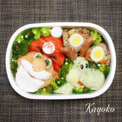รูปของ サンタマリオとヨッシートナカイ キャラ弁