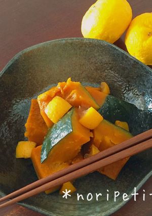 <冬至に>かぼちゃの柚子煮-レシピのメイン写真