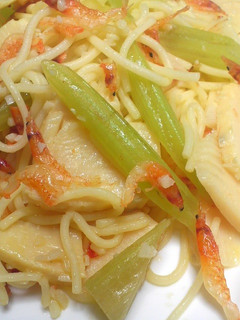 糖質0麺で☆ 筍とフキのペペロンチーノ-レシピのメイン写真