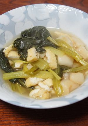 小松菜・油揚げ・麩の煮物-レシピのメイン写真