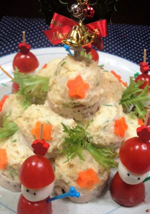クリスマス【ツリーポテサラ&サンタ】♪-レシピのメイン写真