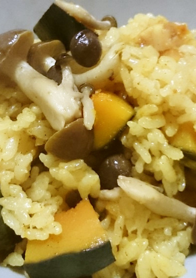 かぼちゃとしめじのスパイシー炊き込みご飯-レシピのメイン写真