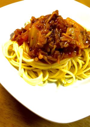 白菜とえのきのミートソースパスタ☆-レシピのメイン写真