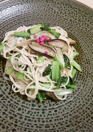 小松菜とナスのバーニャカウダーパスタ-レシピのメイン写真