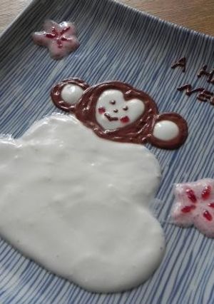 簡単★サルの鏡餅ヨーグルトアート-レシピのメイン写真