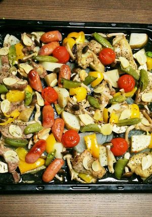 並べて焼くだけ❗野菜とお肉のオーブン焼き-レシピのメイン写真