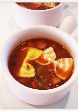 セロリの葉で 缶詰スープをワンランクUP-レシピのメイン写真