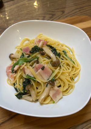 包丁いらず！ズボラ♡きのこベーコンクリームパスタ-レシピのメイン写真