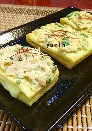 油揚げ de ネギ味噌ツナマヨチーズ焼き-レシピのメイン写真
