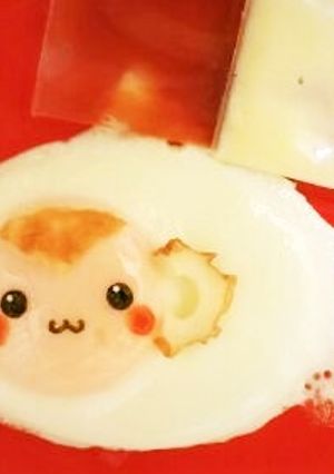 材料最小限目玉焼きでサル♪簡単干支おかず-レシピのメイン写真